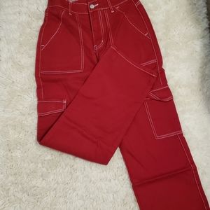 Shein red cargo pant size 4